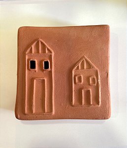Tijolinho Decorativo de Barro Duas Torres (15x15) | Coleção Barrolândia
