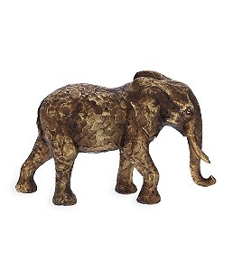 Escultura Decorativa de Elefante Bronze em Poliresina
