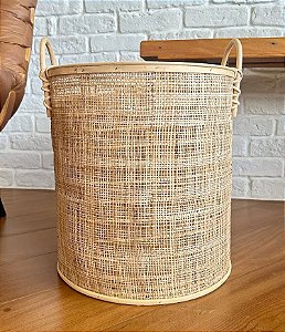 Cesto Decorativo em Fibra Natural com Estrutura de Madeira (2 tamanhos)