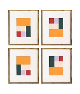 Kit 4 Quadros Decorativo Moderno com Arte Abstrata (4 peças)