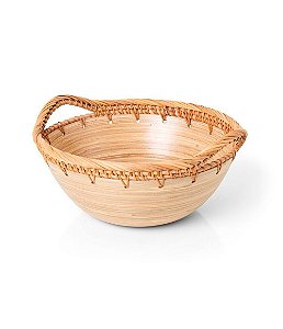 Bowl em Rattan e Bambu com Alças (25 cm)