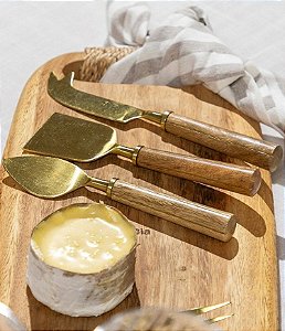 Conjunto de Talheres para Queijo Garbo Goldwood (3 Peças)
