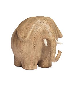 Escultura de Elefante em Poliresina com Aspecto de Madeira (P)