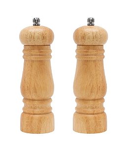 Kit com 2 Moedores em Madeira para Sal e Pimenta (17CM)