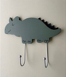 Cabideiro Infantil Duplo Dinossauro Verde (19x23cm)