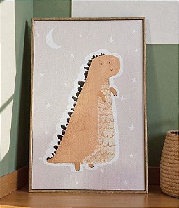 Quadro Decorativo Infantil Dinossauro Laranja (30x20)