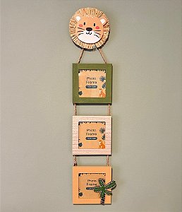 Porta-Retrato Infantil de Parede Leão para 03 Fotos (63x13cm)