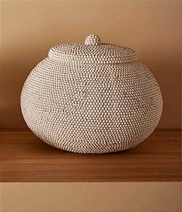 Pote Decorativo Branco com Tampa (16x19)