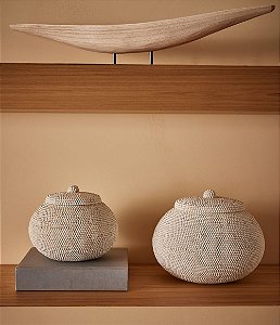 Pote Decorativo e Organizador Branco com Tampa (16x19)