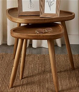 Mesa Lateral de Madeira Modelo Orgânico (2 tamanhos)