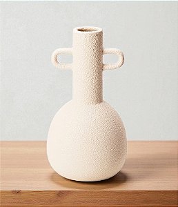 Vaso Decorativo em Cerâmica Off White com Alças (31x16)