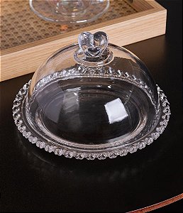 Queijeira de Cristal Lyor com Tampa Coração (13x20)