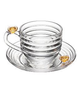 Xícara de Chá com Pires em Cristal Ecológico Little Bee (200ml)