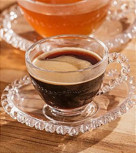 Xícara para Café em Cristal com Pires Coração (80ml)