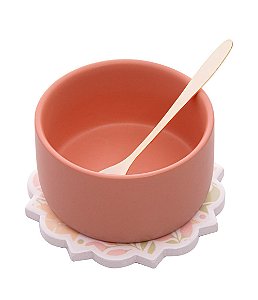 Petisqueira Redonda Lyor com Colher e Suporte Floral (3 peças)