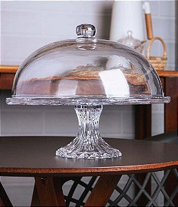 Prato para Bolo Lyor Deli Diamond em Vidro com Tampa (23x30)