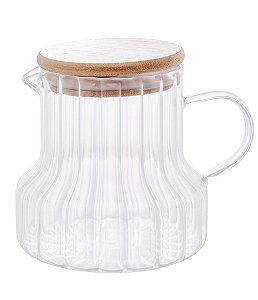 Jarra de Vidro Borossilicato com Tampa em Bambu Modelo Classic (620ml)