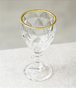 Taça de Licor Lyor em Vidro Diamond e Fio de Ouro (60ml)