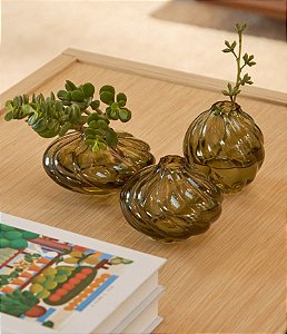 Trio de Vasos de Vidro Cor Verde (3 peças)