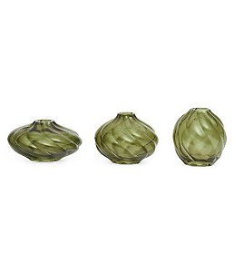 Trio de Mini Vasos em Vidro Verde (3 peças)