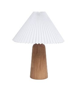 Abajur de Mesa em Madeira com Cúpula de Linho Branco (44x35)