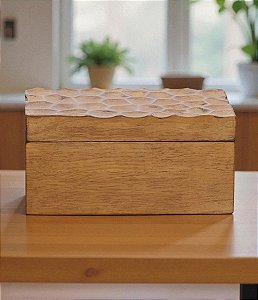 Caixa Decorativa e Organizadora de Madeira c/ Tampa Orgânica (2 tamanhos)