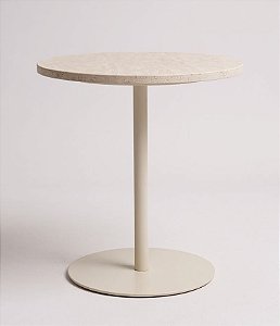 Mesa Lateral Redonda em Mármore e Metal (45x40)