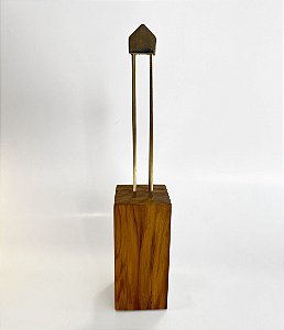 Escultura Palafita Dourada em Bloco de Madeira (29x06)