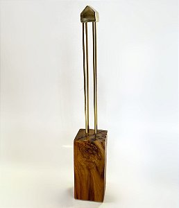 Escultura Palafita Dourada em Bloco de Madeira (35x05)