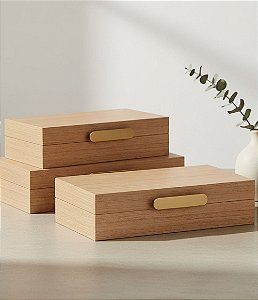 Caixa Decorativa Ellegance em MDF Laminado com Puxador Dourado (2 tamanhos)