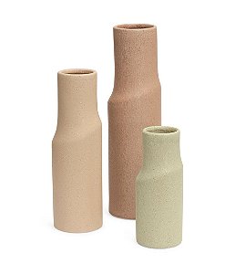 Trio de Vasos Decorativos em Cerâmica Boho Style (3 peças)