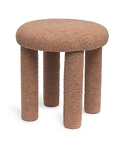 Banquinho Rosê em Bouclé e Madeira (41x38)