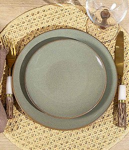 Conjunto 8 Pratos Verdes em Cerâmica (4 Pratos de Jantar + 4 Pratos de Sobremesa) | Linha Reative