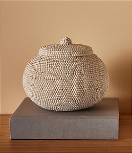 Pote Decorativo e Organizador Branco com Tampa (14x15)