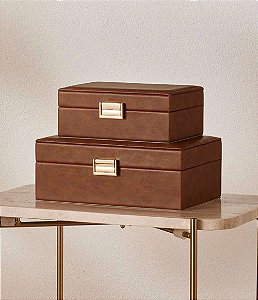 Caixas Decorativas e Organizadoras Modelo Luxo Marrom (2 peças)