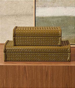 Kit de Caixas Decorativas e Organizadoras Verde Musgo (2 peças)
