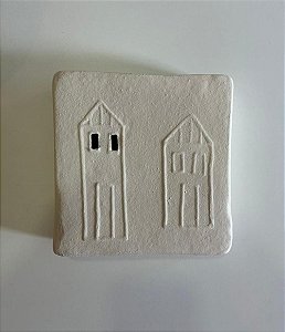 Tijolinho Decorativo de Barro Branco Duas Torres (15x15) | Coleção Barrolândia