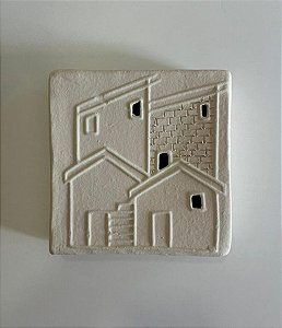 Tijolinho Decorativo de Barro Branco Portas e Janelas II (15x15) | Coleção Barrolândia