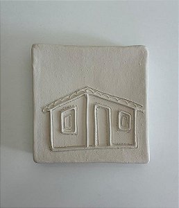 Tijolinho Decorativo de Barro Branco Casinha Bonita (15x15) | Coleção Barrolândia