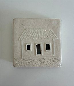 Tijolinho Decorativo de Barro Branco Casinha de Campo II (15x15) | Coleção Barrolândia