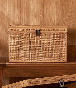 Baú Decorativo e Organizador em Rattan (28x44x30)