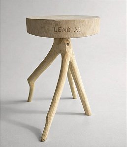 Banco Redondo em Madeira Cru por Leno (45x30)