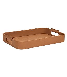 Bandeja Decorativa Marrom em Couro Ecológico