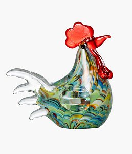 Escultura Decorativa Galo em Vidro Color (12x12)