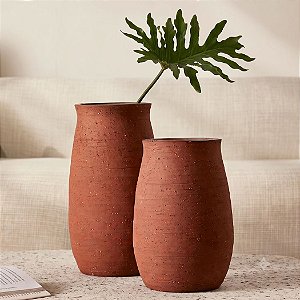 Kit Vasos Decorativo em Cerâmica Terracota (2 Pçs)