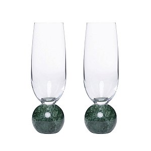 Jogo 2 Taças Esfera para Espumante em Vidro e Mármore (210ml)