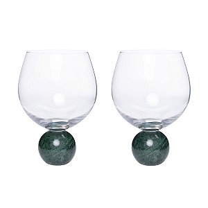 Jogo 2 Taças Esfera em Cristal e Mármore (640ml)
