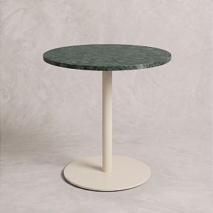 Mesa Lateral Redonda em Metal e Mármore Natural Verde (45x40)