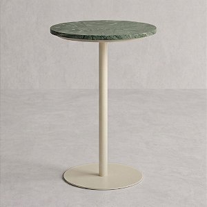Mesa Lateral Redonda em Metal e Mármore Natural Verde (55x35)