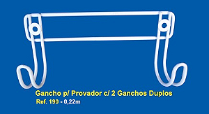 Gancho p/ provador c/ 2 ganchos duplos - 0,22m